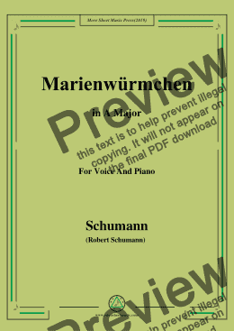 page one of Schumann-Marienwürmchen,in A Major,Op.79,No.14,for Voice and Piano