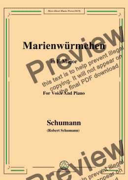 page one of Schumann-Marienwürmchen,in E Major,Op.79,No.14,for Voice and Piano
