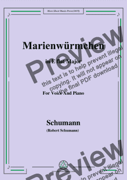 page one of Schumann-Marienwürmchen,in E flat Major,Op.79,No.14,for Voice and Piano