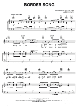 page one of Border Song (Piano, Vocal & Guitar Chords (Right-Hand Melody))