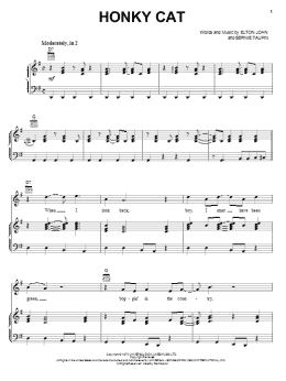 page one of Honky Cat (Piano, Vocal & Guitar Chords (Right-Hand Melody))