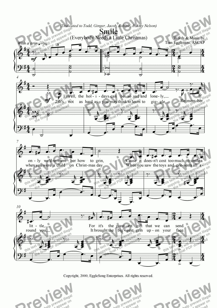 page one of Smile (Everybody Needs a Little Christmas)