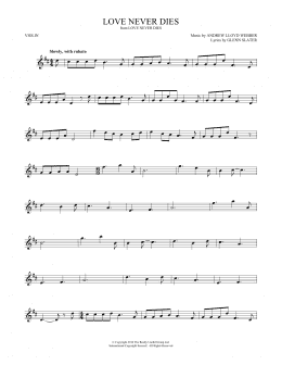 page one of Love Never Dies (Violin Solo)