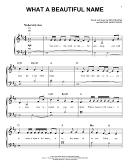 page one of What A Beautiful Name (Very Easy Piano)