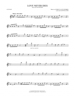page one of Love Never Dies (Alto Sax Solo)