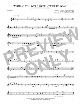 page one of Wishing You Were Somehow Here Again (from The Phantom Of The Opera) (Clarinet Solo)