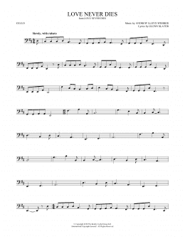 page one of Love Never Dies (Cello Solo)