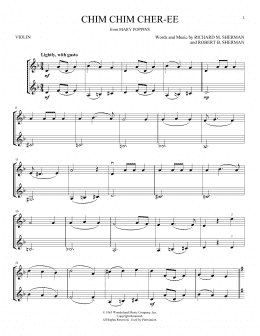 page one of Chim Chim Cher-ee (from Mary Poppins) (Violin Duet)