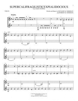 page one of Supercalifragilisticexpialidocious (from Mary Poppins) (Violin Duet)