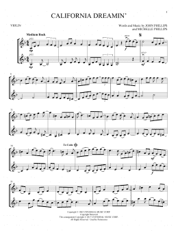 page one of California Dreamin' (Violin Duet)