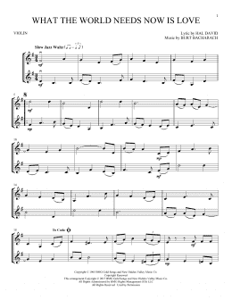 page one of What The World Needs Now Is Love (Violin Duet)