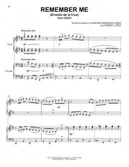 page one of Remember Me (Ernesto de la Cruz) (from Coco) (Piano Duet)