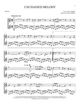 page one of Unchained Melody (Violin Duet)