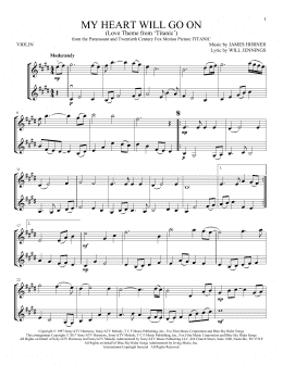 page one of My Heart Will Go On (Love Theme From 'Titanic') (Violin Duet)