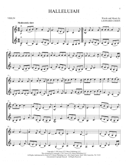 page one of Hallelujah (Violin Duet)