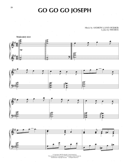 page one of Go Go Go Joseph (from Joseph And The Amazing Technicolor Dreamcoat) (Piano Solo)