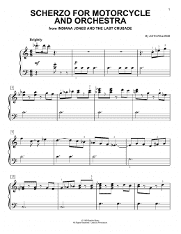 page one of Scherzo For Motorcycle And Orchestra (from Indiana Jones) (Easy Piano)