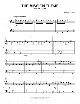 page one of The Mission Theme (Easy Piano)