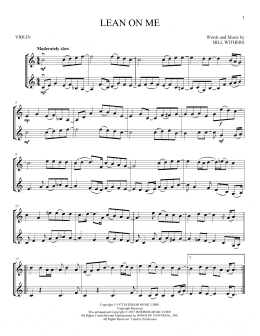 page one of Lean On Me (Violin Duet)