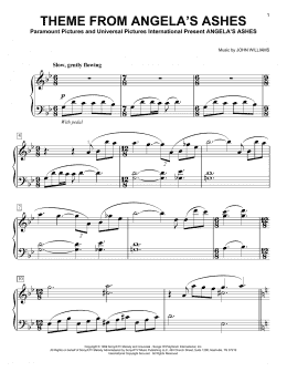 page one of Theme From Angela's Ashes (Easy Piano)