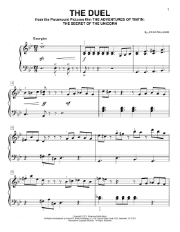 page one of The Duel (from The Adventures Of Tintin) (Easy Piano)