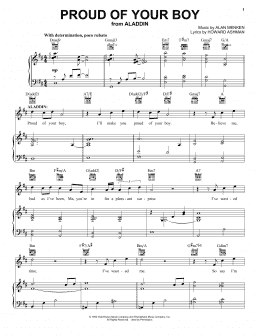 page one of Proud Of Your Boy (from Aladdin: The Broadway Musical) (Vocal Pro + Piano/Guitar)