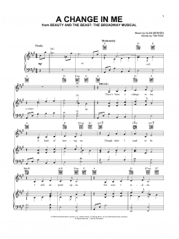 page one of A Change In Me (from Beauty and the Beast: The Broadway Musical) (Vocal Pro + Piano/Guitar)