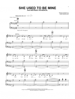 page one of She Used To Be Mine (from Waitress the Musical) (Vocal Pro + Piano/Guitar)