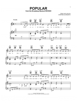page one of Popular (from Wicked) (Vocal Pro + Piano/Guitar)