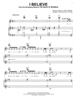 page one of I Believe (from The Book of Mormon) (Vocal Pro + Piano/Guitar)