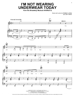 page one of I'm Not Wearing Underwear Today (from Avenue Q) (Vocal Pro + Piano/Guitar)