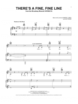 page one of There's A Fine, Fine Line (from Avenue Q) (Vocal Pro + Piano/Guitar)