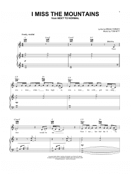 page one of I Miss The Mountains (from Next To Normal) (Vocal Pro + Piano/Guitar)
