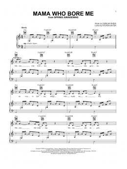 page one of Mama Who Bore Me (from Spring Awakening) (Vocal Pro + Piano/Guitar)