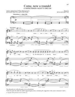 page one of Come, Now A Roundel (from A Midsummer Night's Dream) (Piano & Vocal)