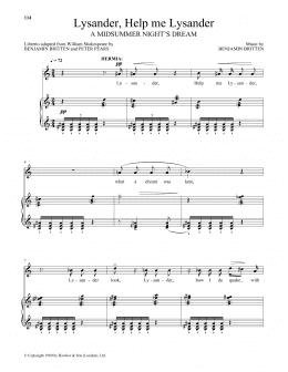 page one of Lysander, Help me Lysander (from A Midsummer Night's Dream) (Piano & Vocal)
