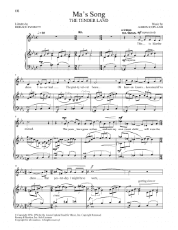 page one of Ma's Song (from The Tender Land) (Piano & Vocal)