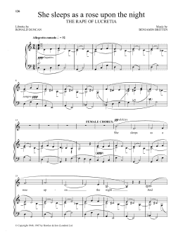 page one of She sleeps as a rose upon the night (from The Rape Of Lucretia) (Piano & Vocal)