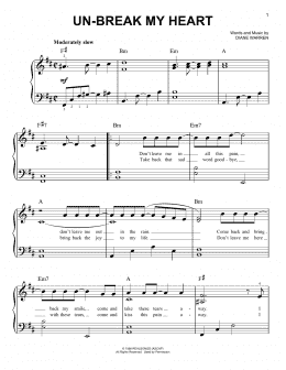 page one of Un-break My Heart (Easy Piano)