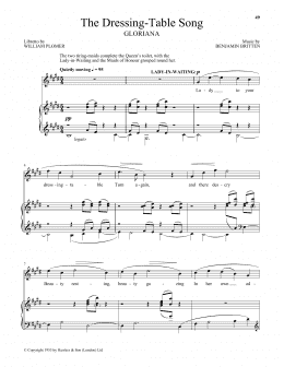 page one of The Dressing-Table Song (from Gloriana) (Piano & Vocal)