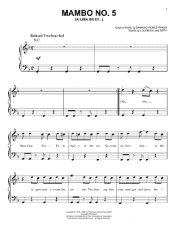 page one of Mambo No. 5 (A Little Bit Of...) (Very Easy Piano)