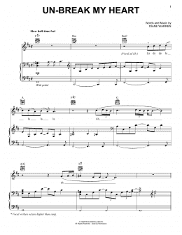 page one of Un-break My Heart (Vocal Pro + Piano/Guitar)