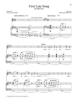 page one of First Lute Song (from Gloriana) (Piano & Vocal)