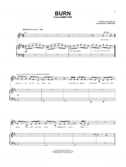 page one of Burn (from Hamilton) (Vocal Pro + Piano/Guitar)