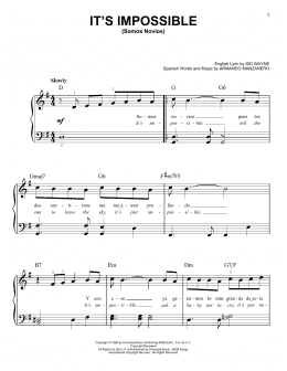 page one of It's Impossible (Somos Novios) (Very Easy Piano)