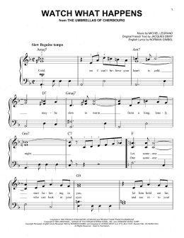 page one of Watch What Happens (Very Easy Piano)