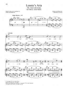 page one of Lennie's Aria (Oh, I feel cold inside) (from Of Mice And Men) (Piano & Vocal)