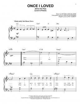 page one of Once I Loved (Amor Em Paz) (Love In Peace) (Very Easy Piano)