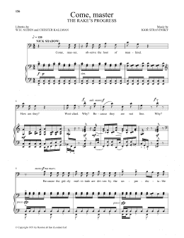 page one of Come, master (from The Rake's Progress) (Piano & Vocal)
