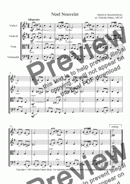 page one of Noel Nouvelet (Easy String Quartet)